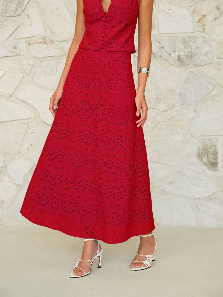 Eyelet Pattern Maxi Skirt  Liora Lane Boutique Skirts