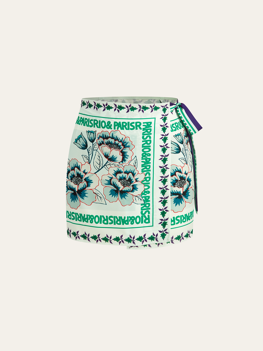 Vacation Print Asymmetrical Mini Skirt  Liora Lane Boutique Skirts Green / XL 19.00