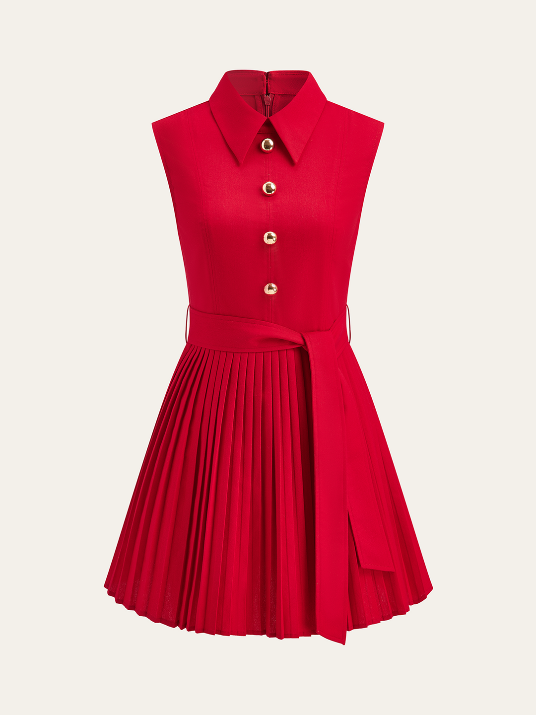 Shirt-Collar Pleated Dress with Belt  Liora Lane Boutique Dresses