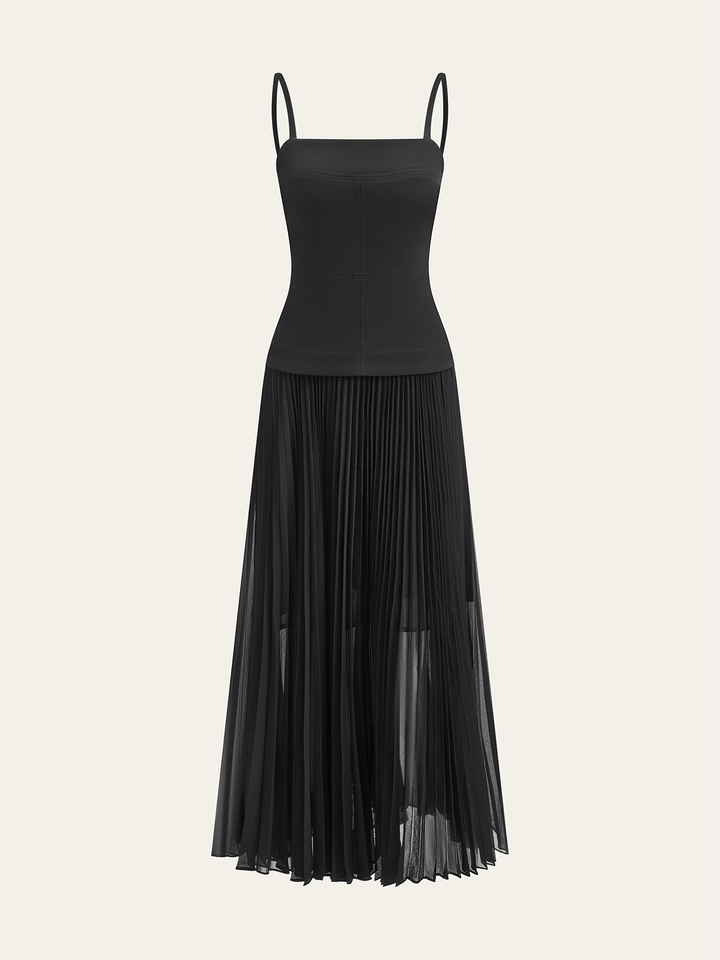 Spaghetti-Strap Backless Pleated Maxi Dress  Liora Lane Boutique Dresses Black / XL 68.00