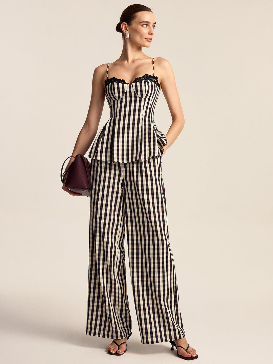 Gingham Wide-Leg Pants  Liora Lane Boutique Pants