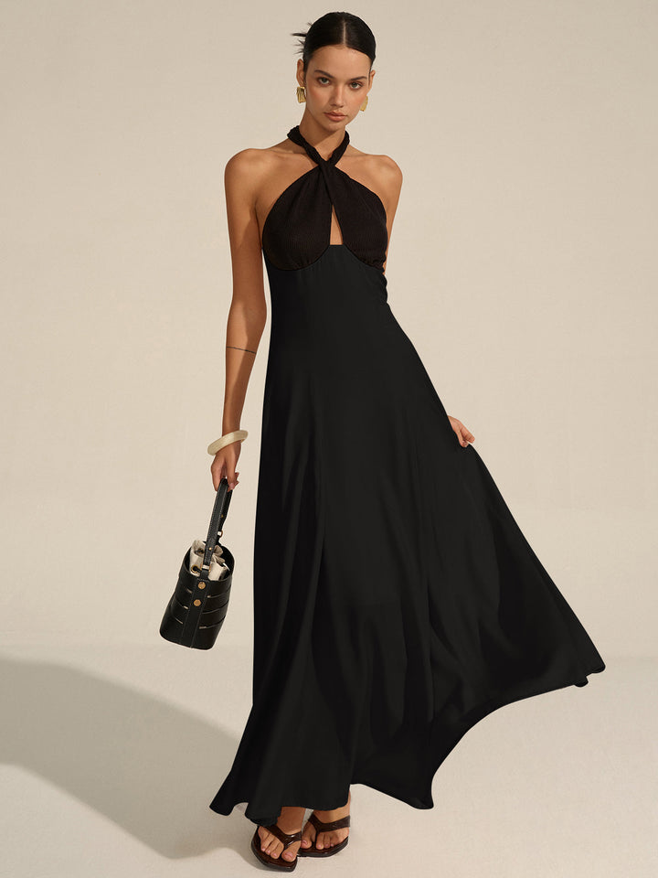 Halter Neck Cut-Out Maxi Dress  Liora Lane Boutique Dresses Black / XL 49.00