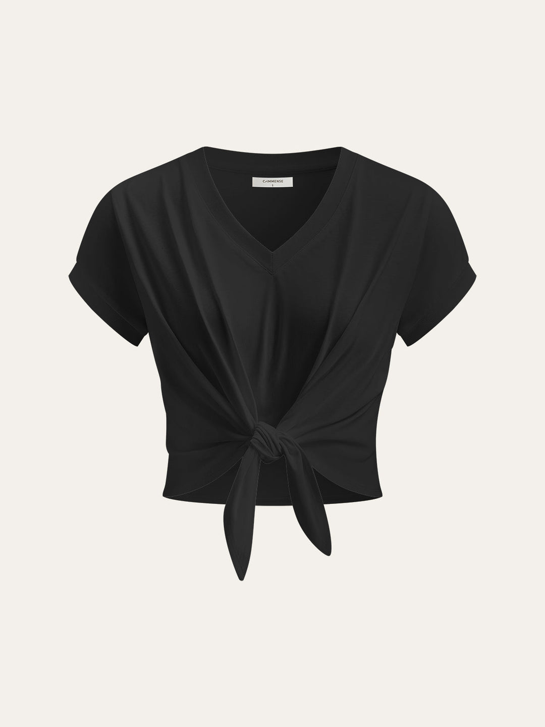 Knot Front V-Neck T-Shirt  Liora Lane Boutique T-Shirts Black / XL 24.00
