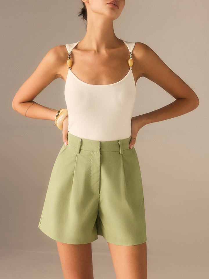 Linen & Cotton Pocketed Shorts  Liora Lane Boutique Shorts Green / XL 32.00