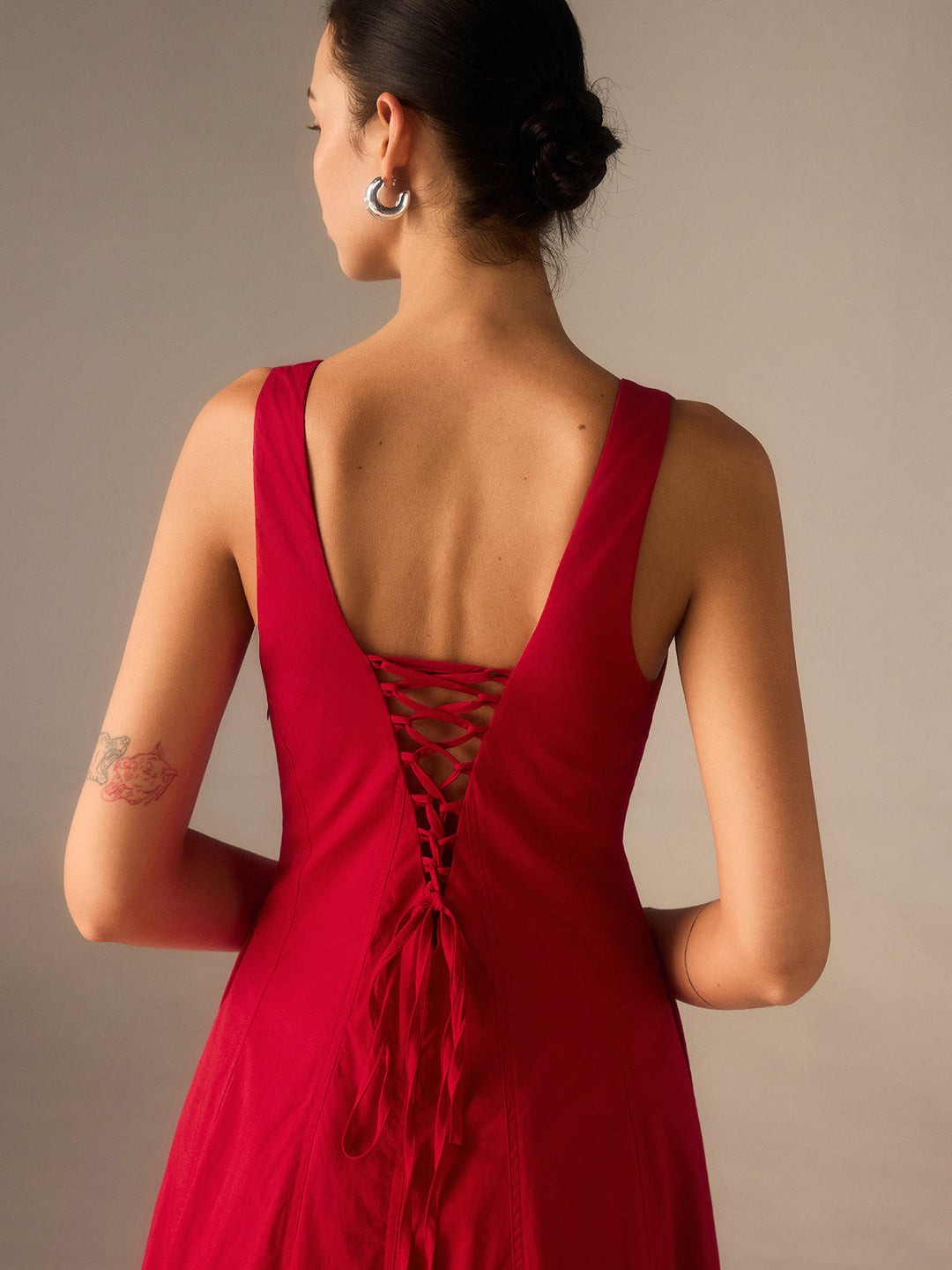 Cotton Maxi Dress with Lace-Up Back  Liora Lane Boutique Dresses