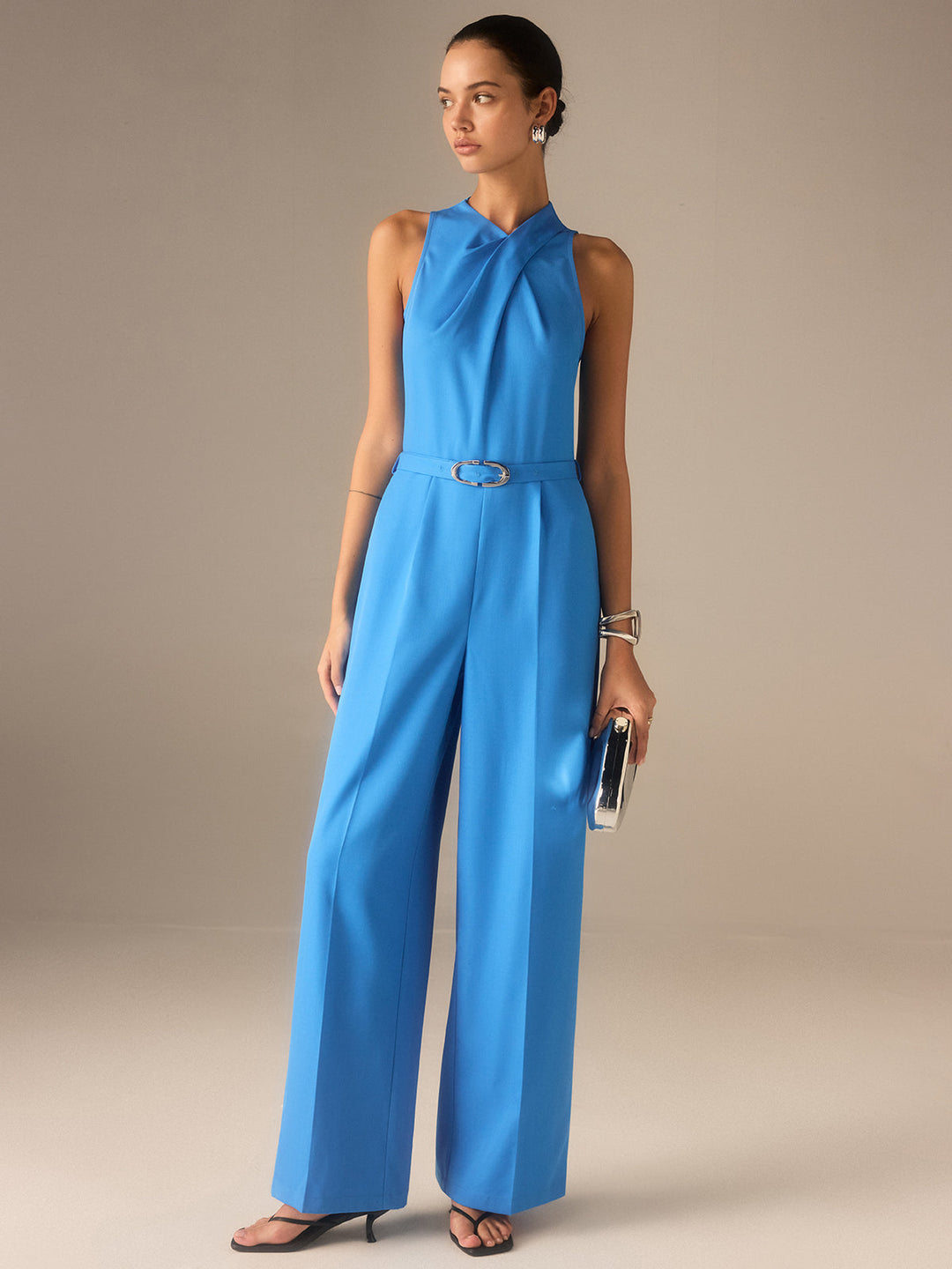 Sleeveless Belted Twist Jumpsuit  Liora Lane Boutique Bodysuits