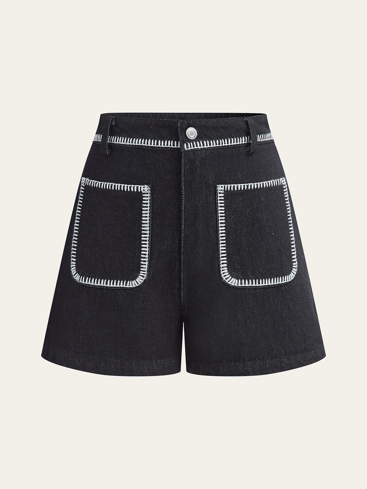 Contrast Trim Denim Shorts  Liora Lane Boutique Denim Shorts