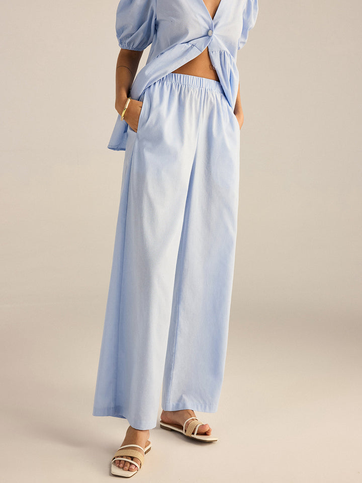 Cotton Peplum Top and Pants Set  Liora Lane Boutique Pant Sets