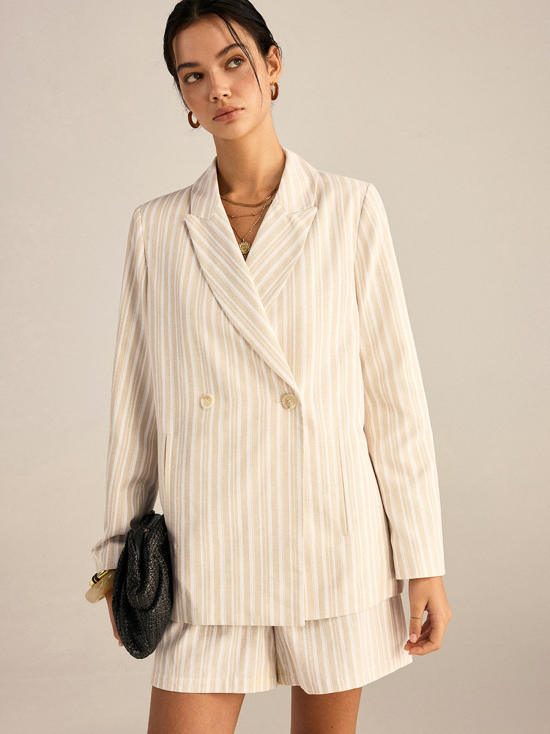 Striped Double-Breasted Blazer  Liora Lane Boutique Blazers