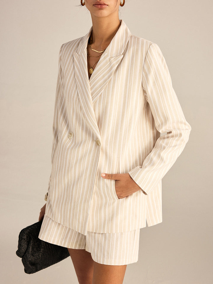 Striped Double-Breasted Blazer  Liora Lane Boutique Blazers