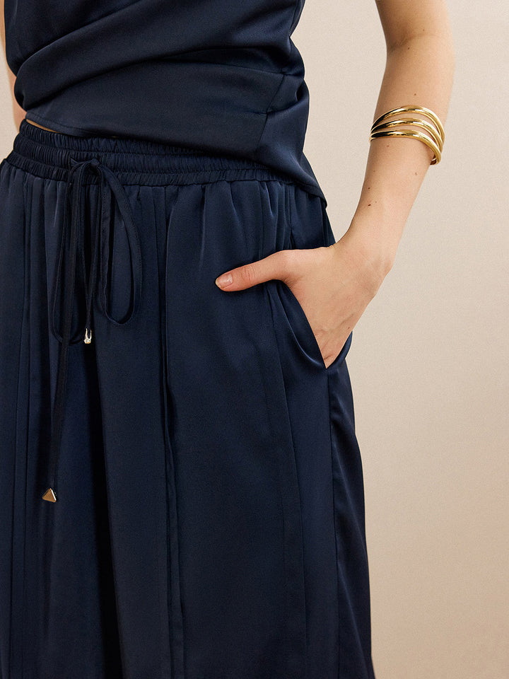 Satin Halter Neck Top and Wide-Leg Pants Set  Liora Lane Boutique Pant Sets