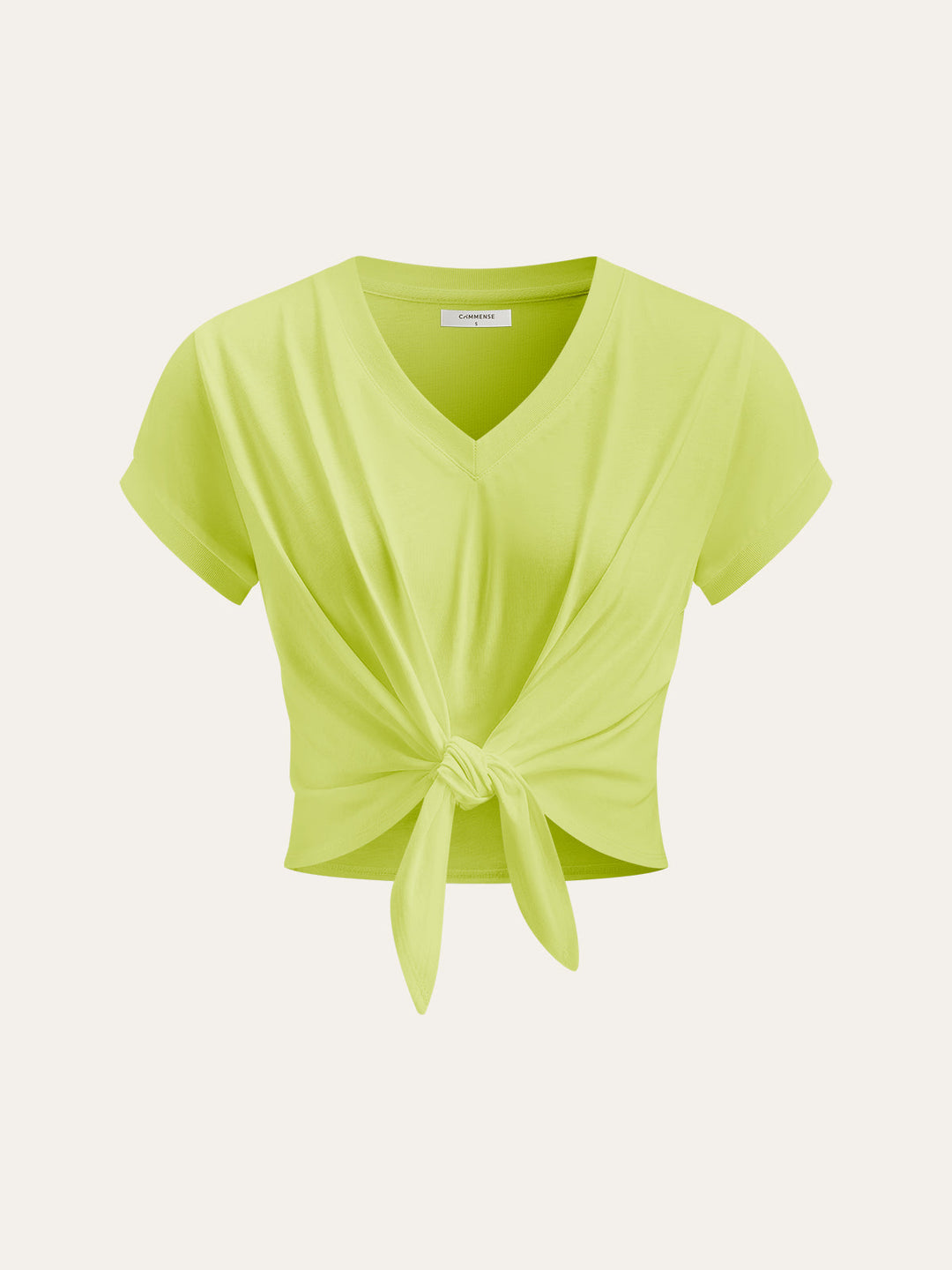 Knot Front V-Neck T-Shirt  Liora Lane Boutique T-Shirts LightGreen / XL 24.00