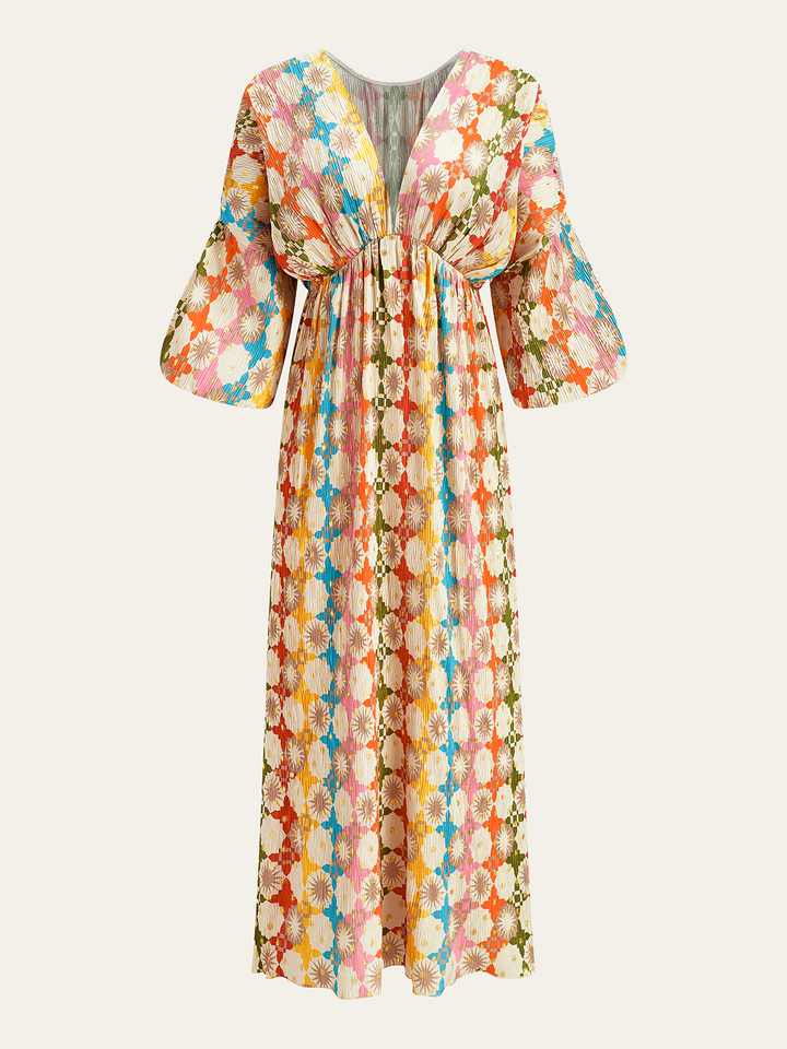 Jacquard Print V-Neck Dress  Liora Lane Boutique Dresses