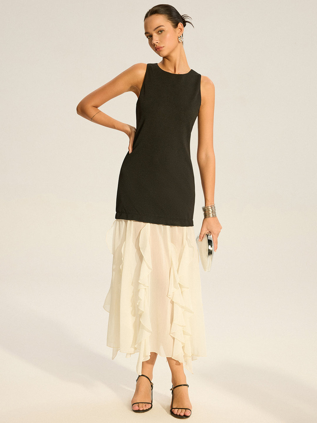 2 in 1 Semi-Sheer Ruffled Hem Maxi Dress  Liora Lane Boutique Dresses
