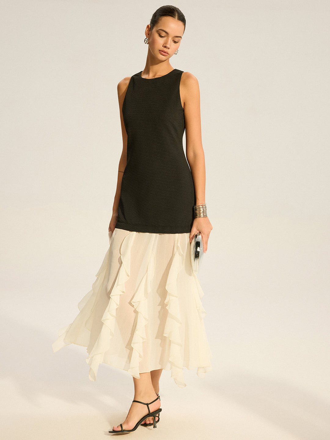 2 in 1 Semi-Sheer Ruffled Hem Maxi Dress  Liora Lane Boutique Dresses