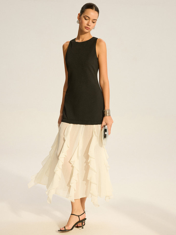 2 in 1 Semi-Sheer Ruffled Hem Maxi Dress  Liora Lane Boutique Dresses