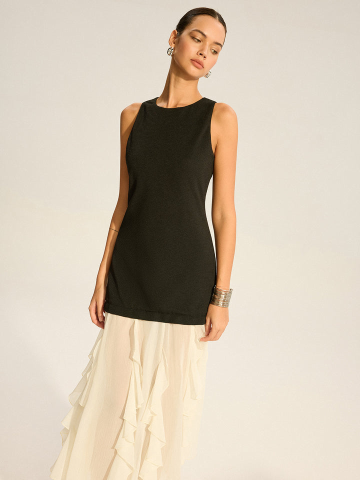 2 in 1 Semi-Sheer Ruffled Hem Maxi Dress  Liora Lane Boutique Dresses