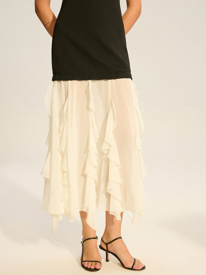 2 in 1 Semi-Sheer Ruffled Hem Maxi Dress  Liora Lane Boutique Dresses