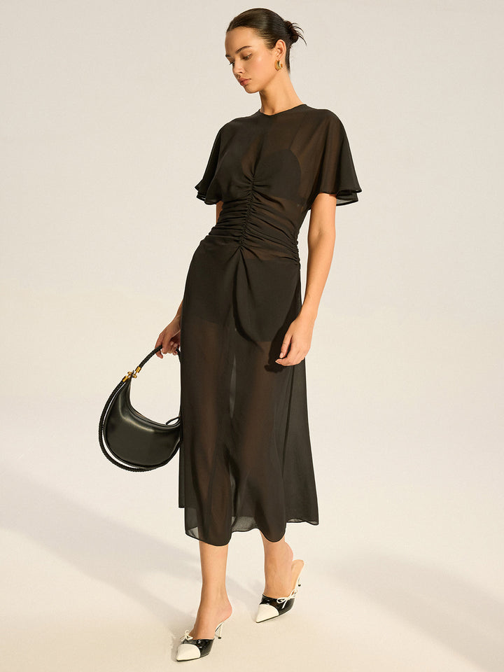 Sheer Chiffon Midi Dress with Lining Slip Two-Piece Set  Liora Lane Boutique Dresses