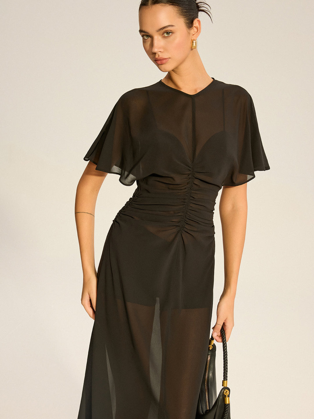 Sheer Chiffon Midi Dress with Lining Slip Two-Piece Set  Liora Lane Boutique Dresses