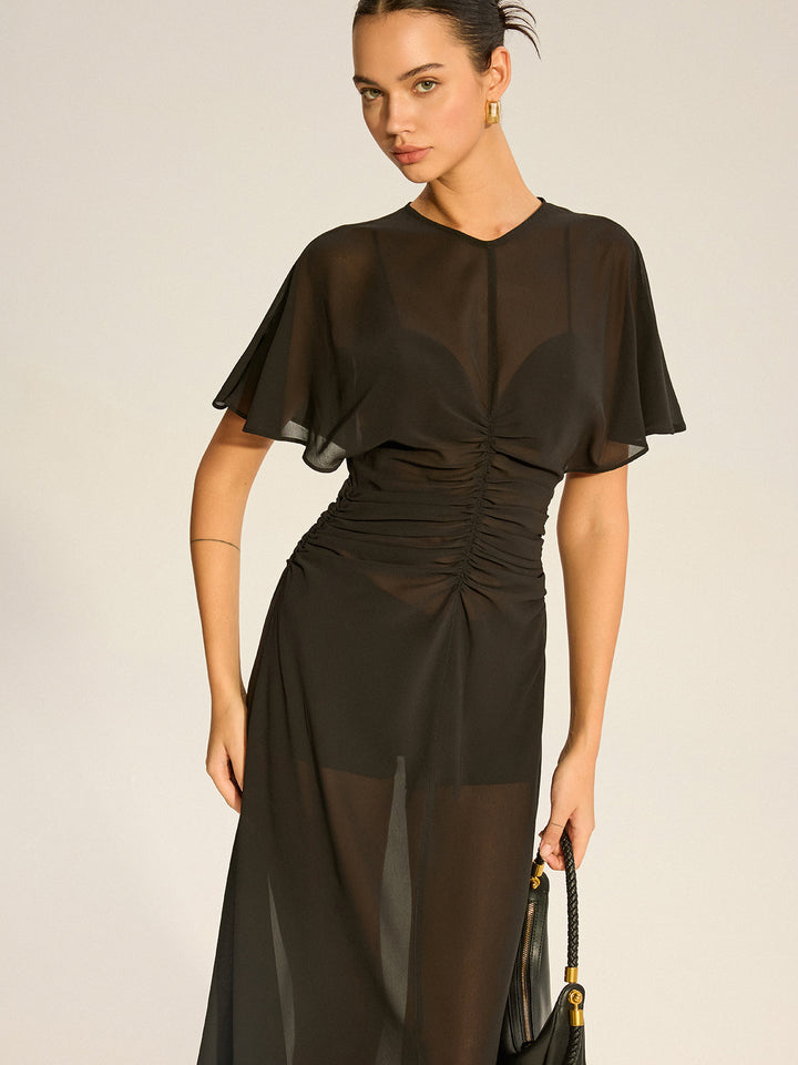 Sheer Chiffon Midi Dress with Lining Slip Two-Piece Set  Liora Lane Boutique Dresses
