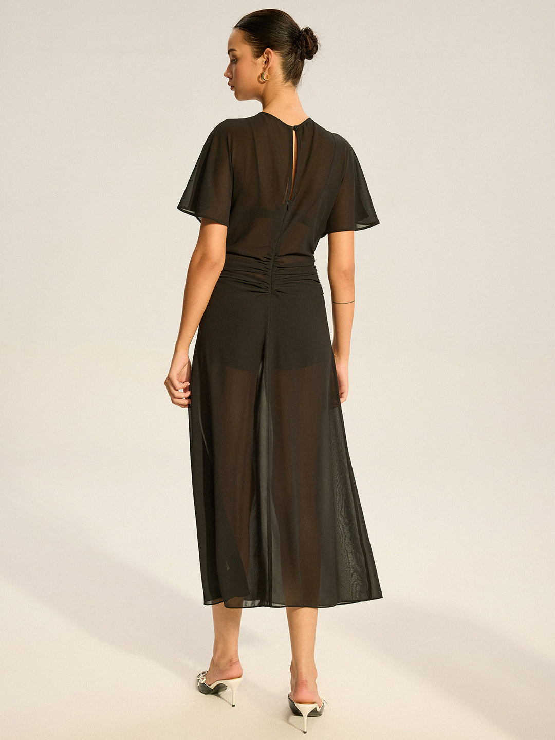 Sheer Chiffon Midi Dress with Lining Slip Two-Piece Set  Liora Lane Boutique Dresses