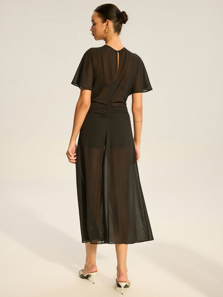 Sheer Chiffon Midi Dress with Lining Slip Two-Piece Set  Liora Lane Boutique Dresses