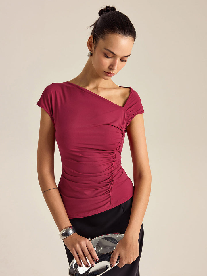 Asymmetrical Design Top  Liora Lane Boutique T-Shirts Red / XL 19.00