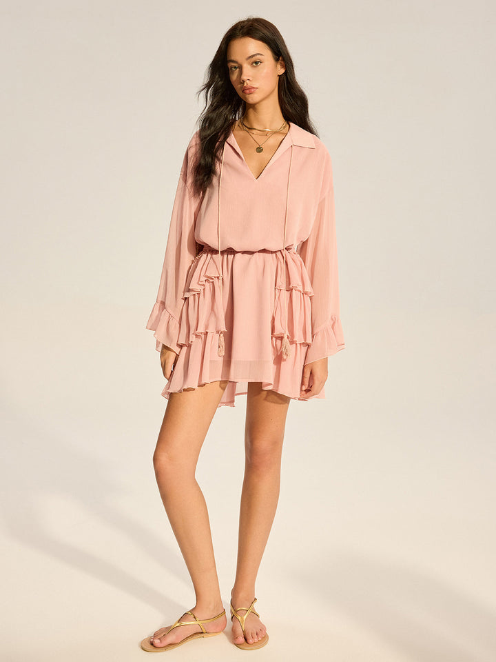 Chiffon Ruffled Mini Dress  Liora Lane Boutique Dresses