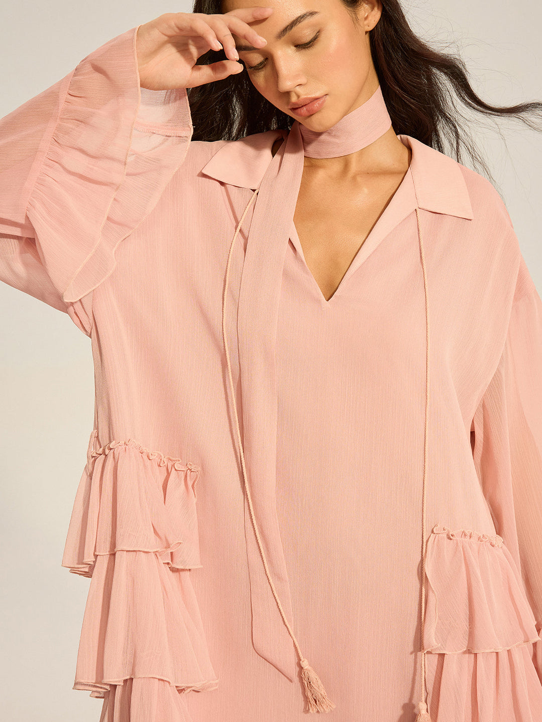 Chiffon Ruffled Mini Dress  Liora Lane Boutique Dresses