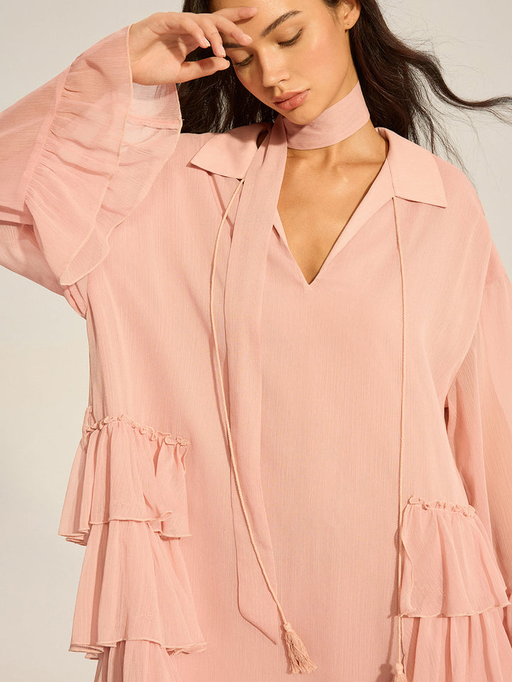 Chiffon Ruffled Mini Dress  Liora Lane Boutique Dresses