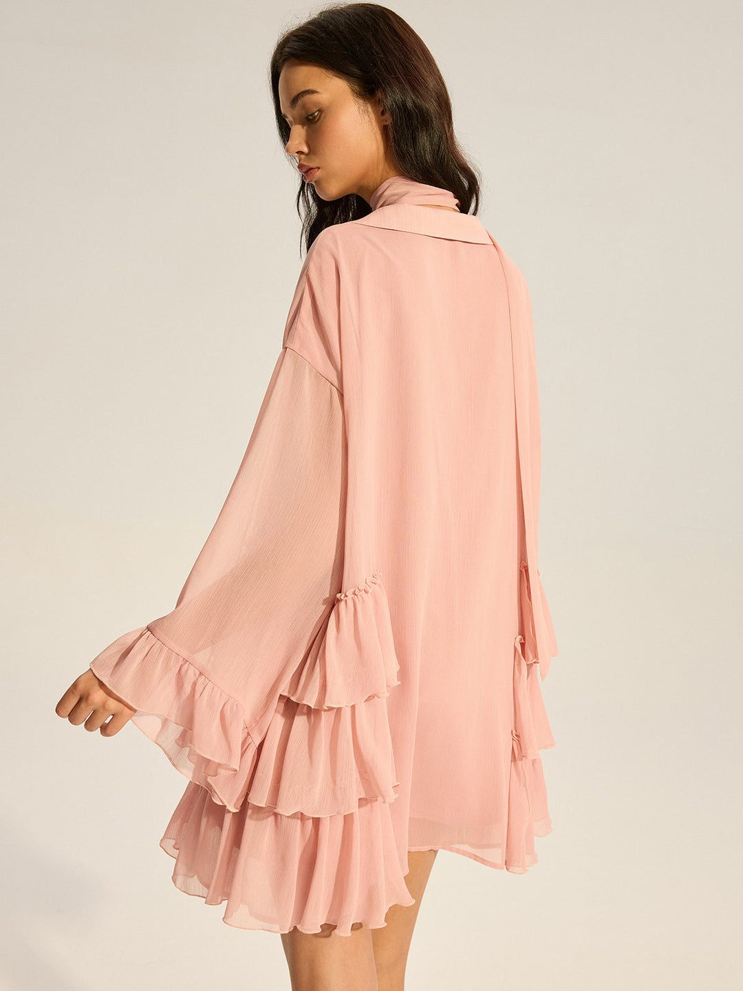 Chiffon Ruffled Mini Dress  Liora Lane Boutique Dresses