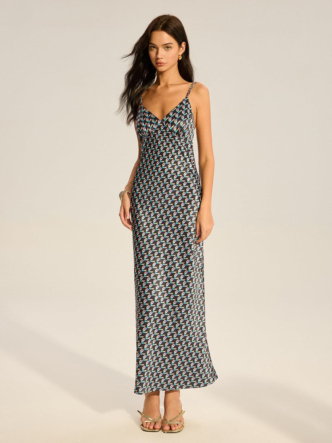 Vintage Print Spaghetti Strap Maxi Dress  Liora Lane Boutique Dresses