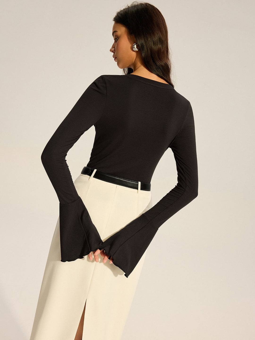 Flared Sleeve Ruffled Button T-Shirt  Liora Lane Boutique T-Shirts