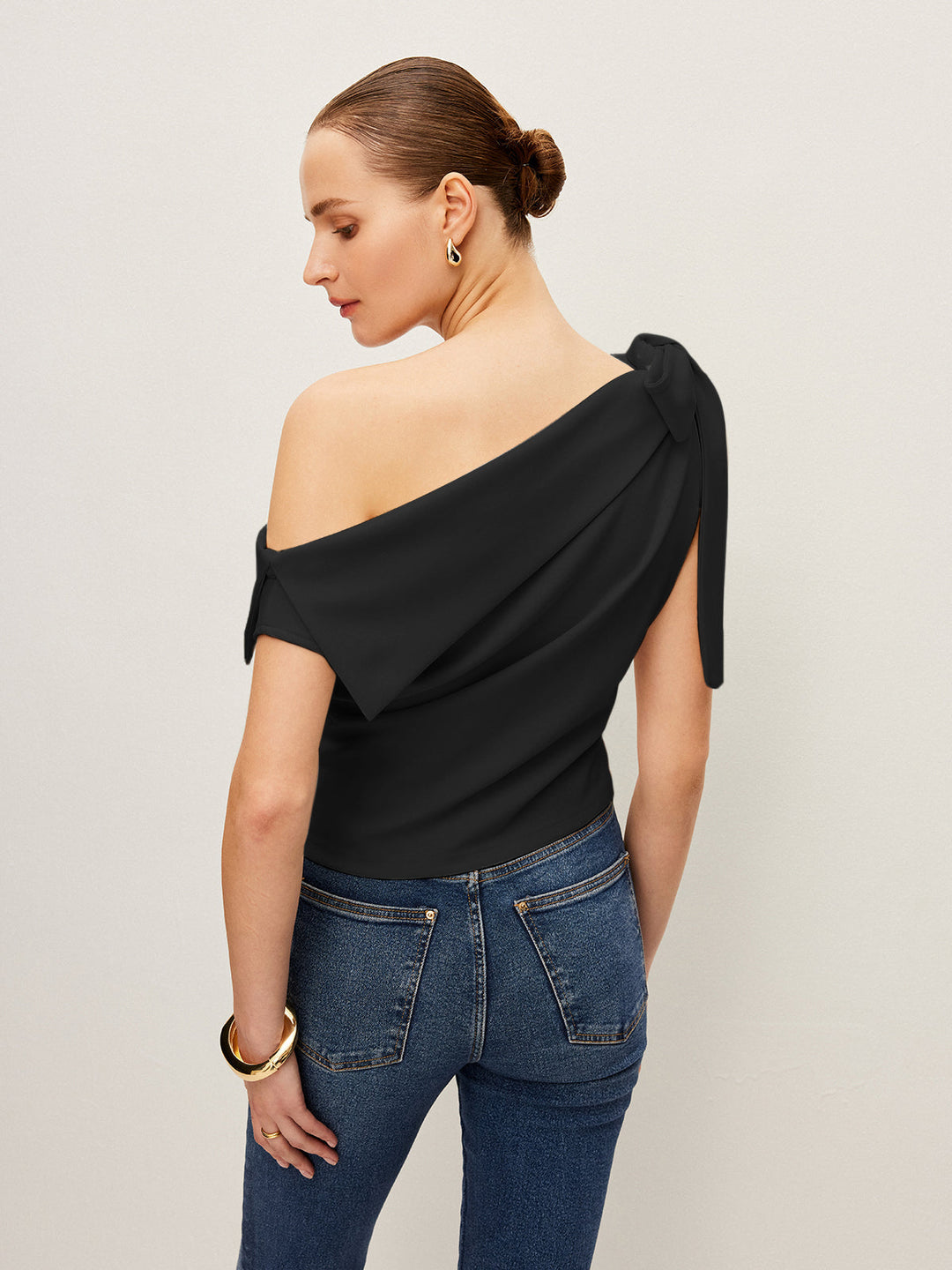 One-Shoulder Top With Bow Detail  Liora Lane Boutique T-Shirts
