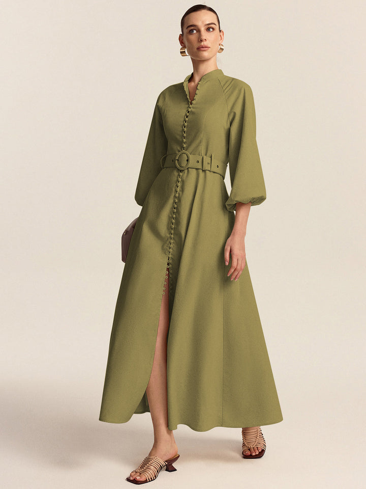 Belted Button Front Maxi Dress  Liora Lane Boutique Dresses