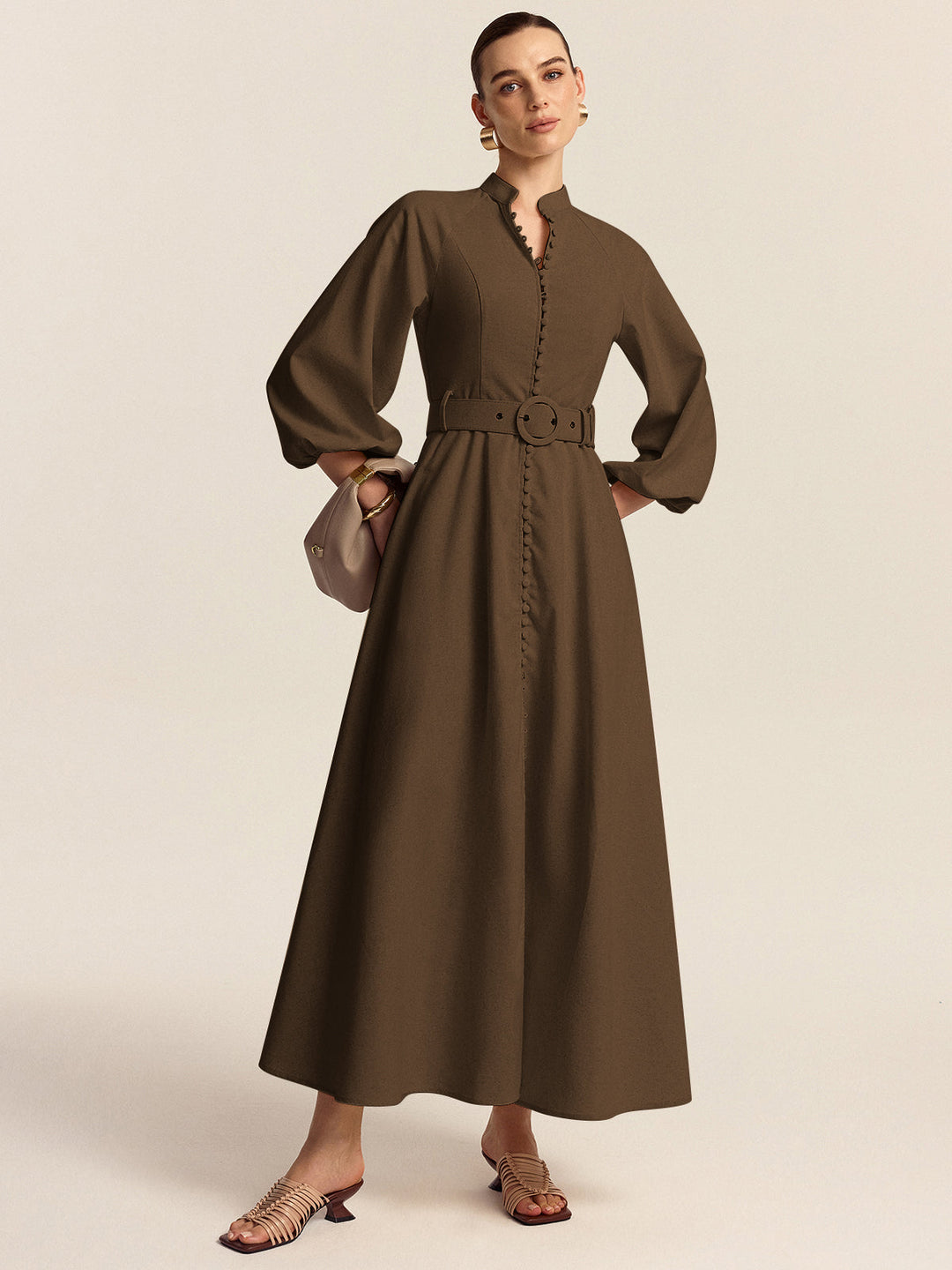 Belted Button Front Maxi Dress  Liora Lane Boutique Dresses