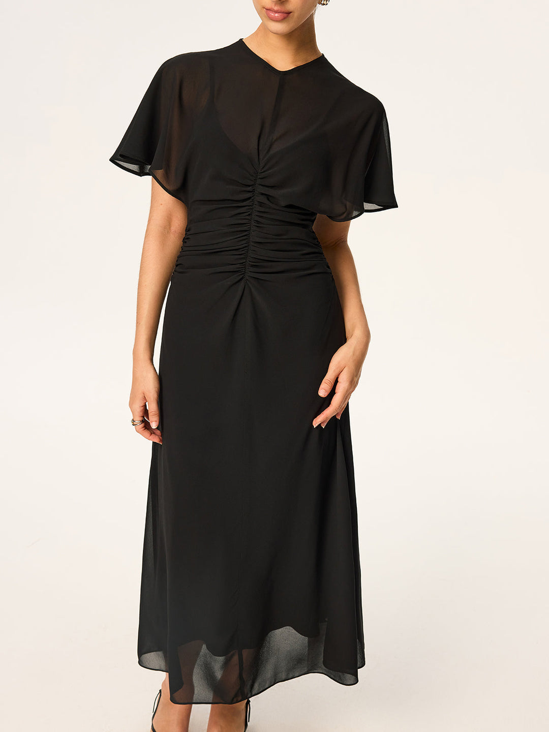 Sheer Chiffon Midi Dress with Lining Slip Two-Piece Set  Liora Lane Boutique Dresses