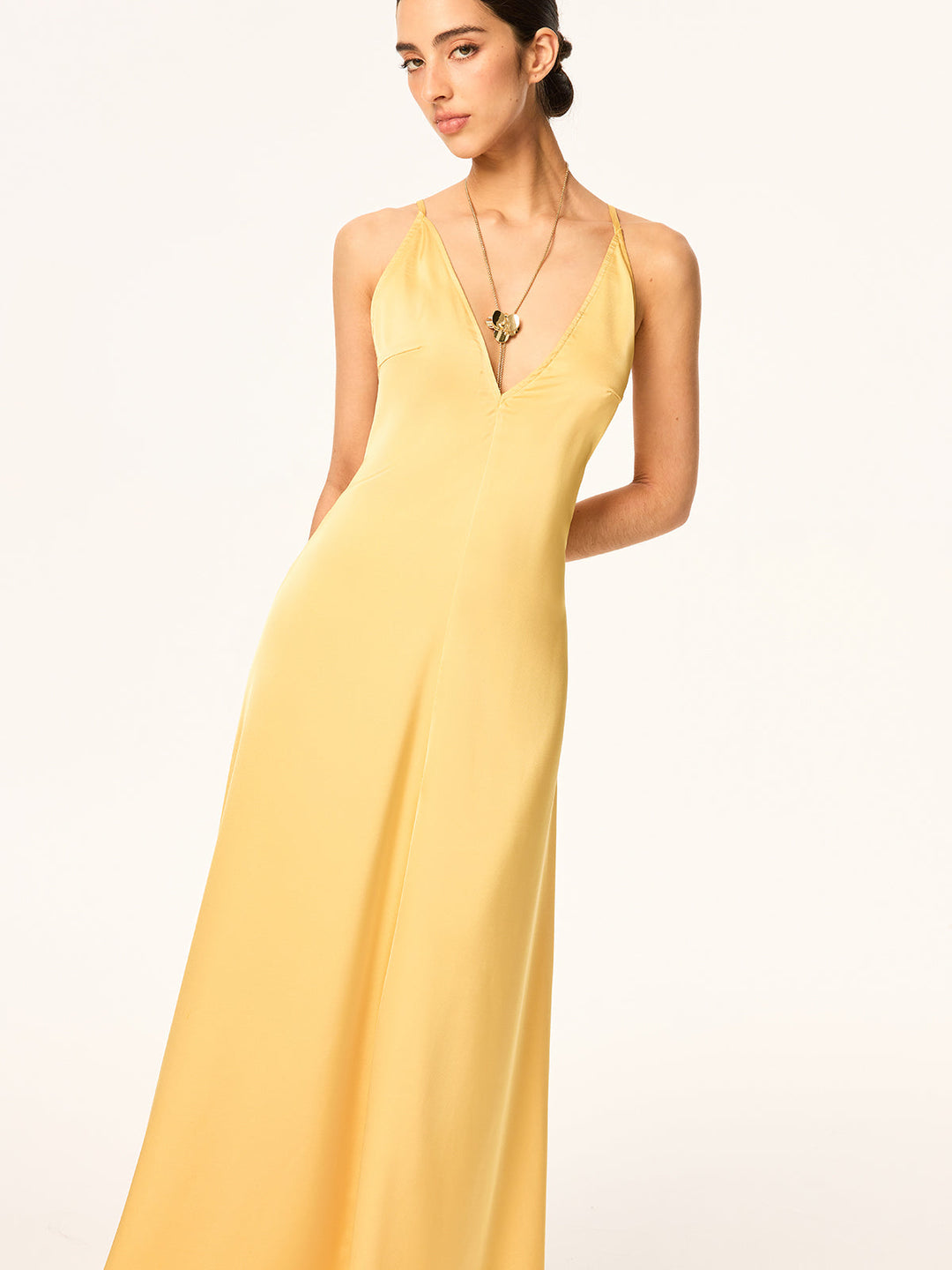 Crisscross Strap Backless Satin Maxi Dress  Liora Lane Boutique Dresses