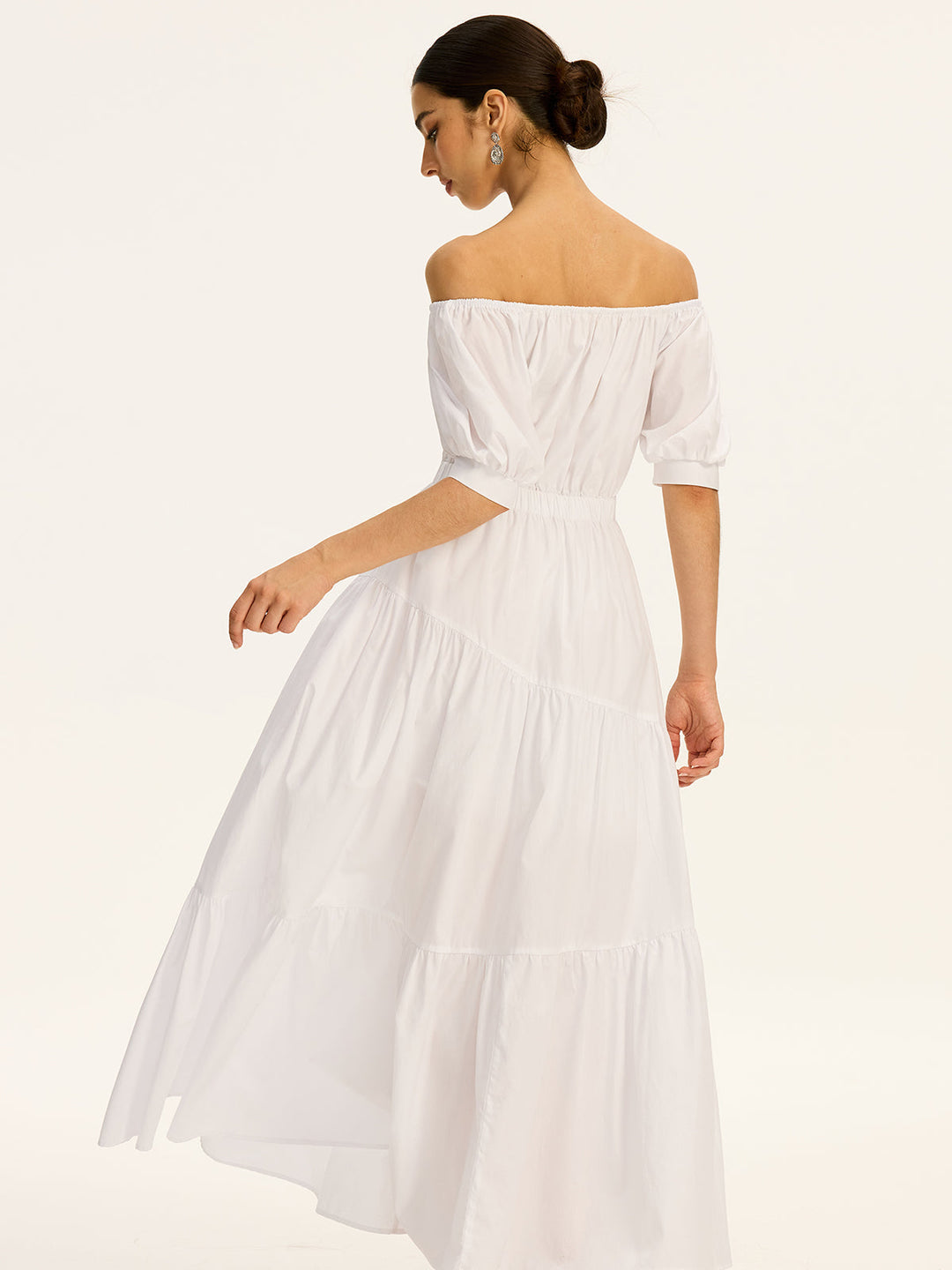 Cotton Off-Shoulder Short-Sleeve Maxi Dress  Liora Lane Boutique Dresses