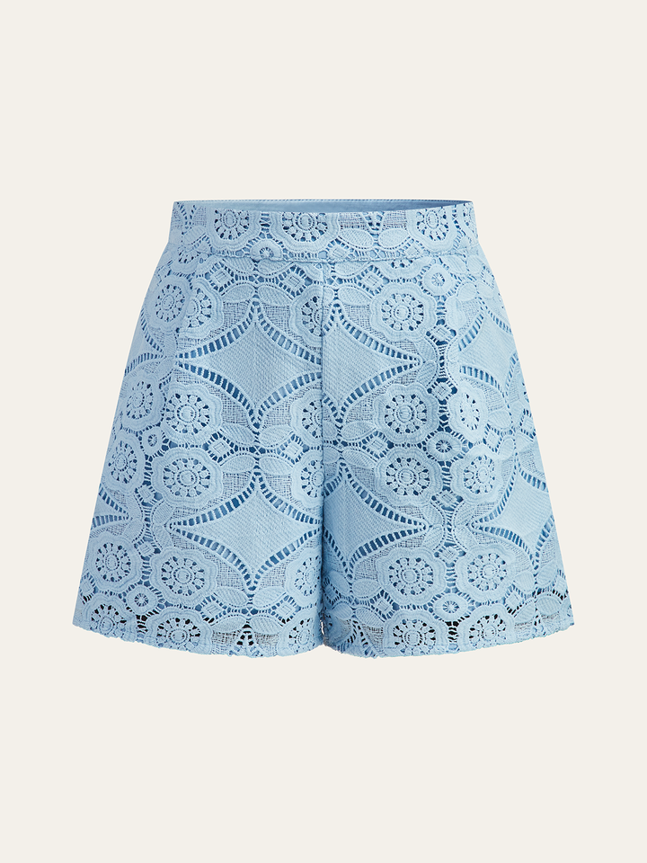 Lace Puff Sleeve Shorts Set Without Belt  Liora Lane Boutique Short Sets