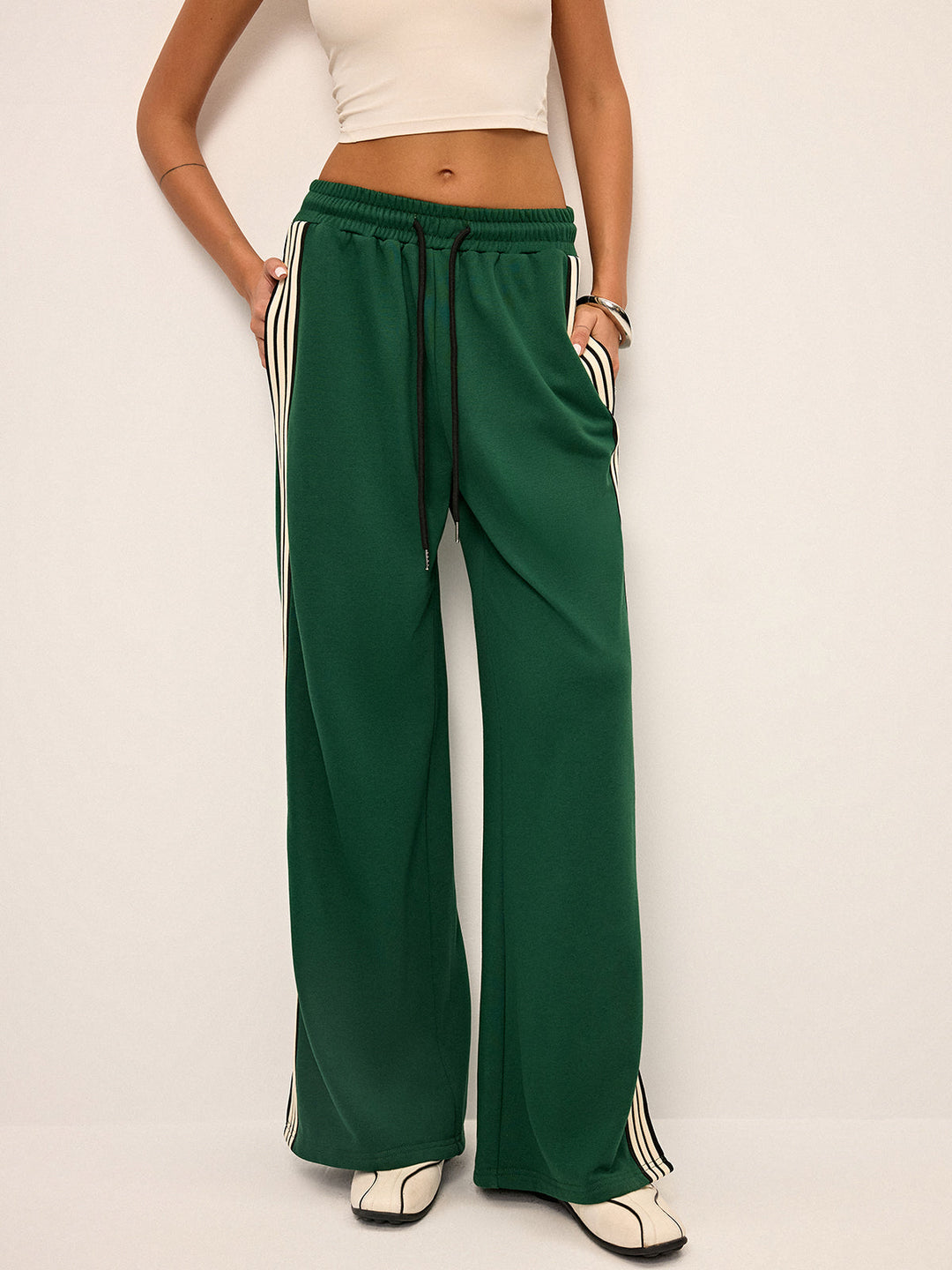 Side Stripe Wide-Leg Sweatpants  Liora Lane Boutique Sweatpants