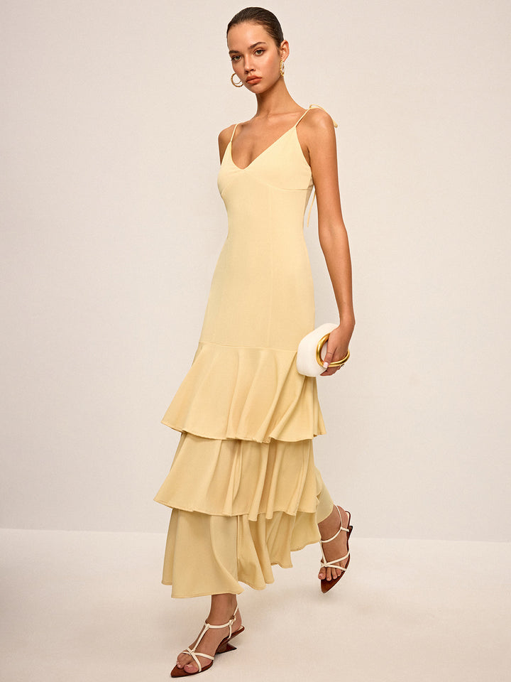 Tie-Strap Shoulder Tiered Maxi Dress  Liora Lane Boutique Dresses