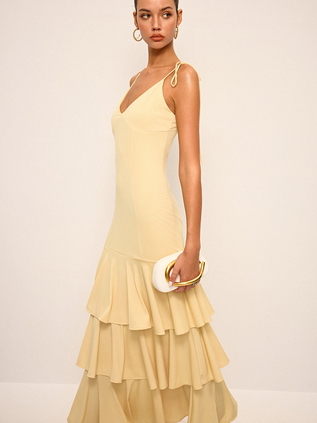 Tie-Strap Shoulder Tiered Maxi Dress  Liora Lane Boutique Dresses