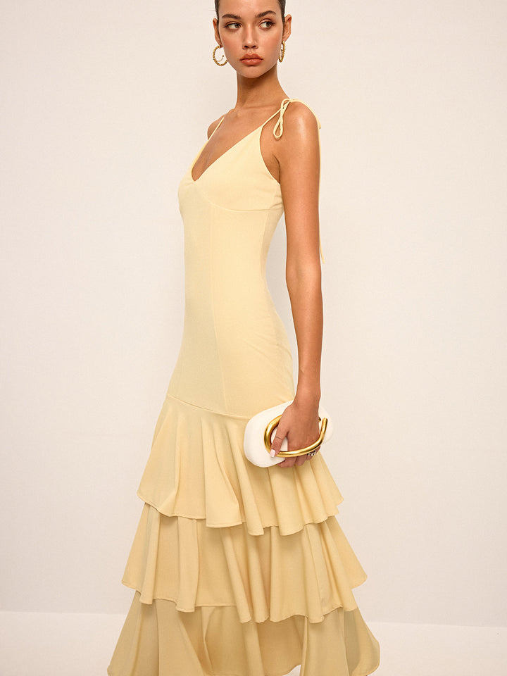 Tie-Strap Shoulder Tiered Maxi Dress  Liora Lane Boutique Dresses