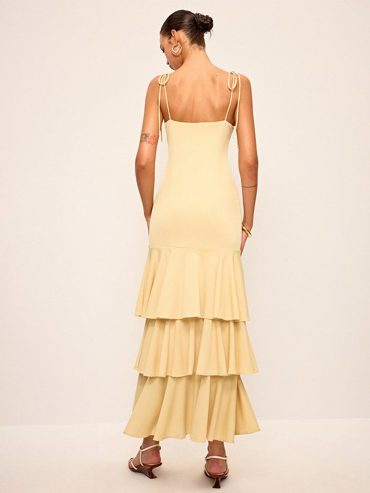 Tie-Strap Shoulder Tiered Maxi Dress  Liora Lane Boutique Dresses