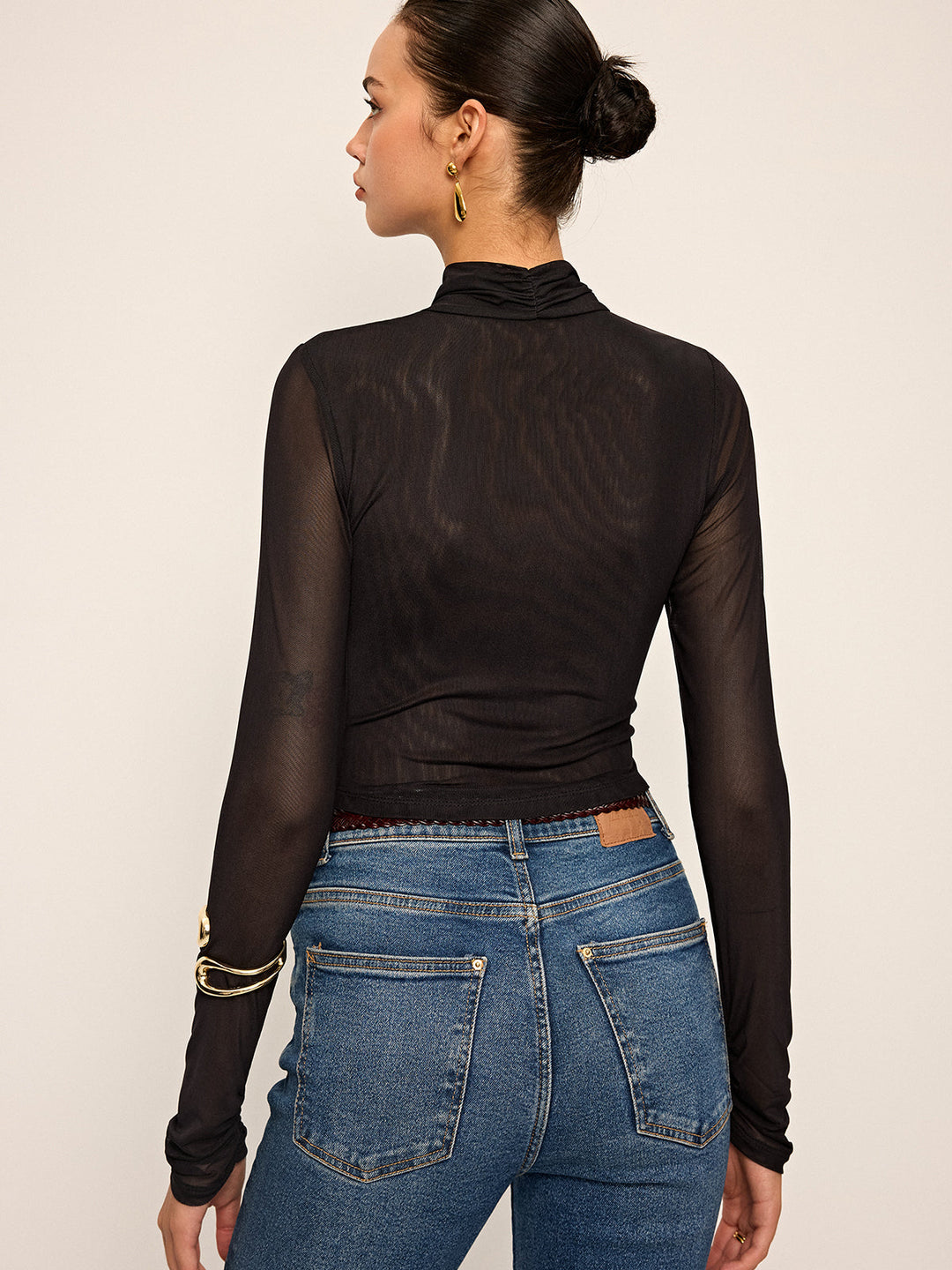 Semi-Sheer Mesh Cross-Front T-Shirt  Liora Lane Boutique T-Shirts