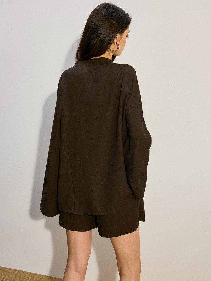 Pleated Button-Front Shorts Set  Liora Lane Boutique Short Sets