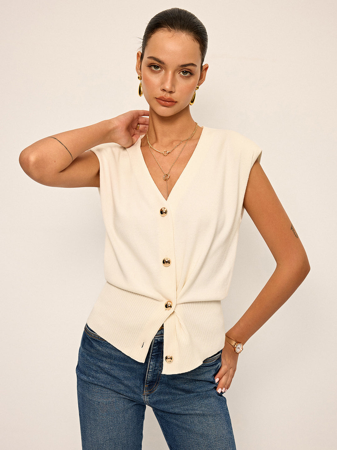 Asymmetric Two-Way Wear Knit Vest  Liora Lane Boutique Cardigans