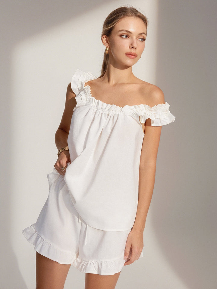 Pure Cotton Ruffle Shorts Set  Liora Lane Boutique Short Sets